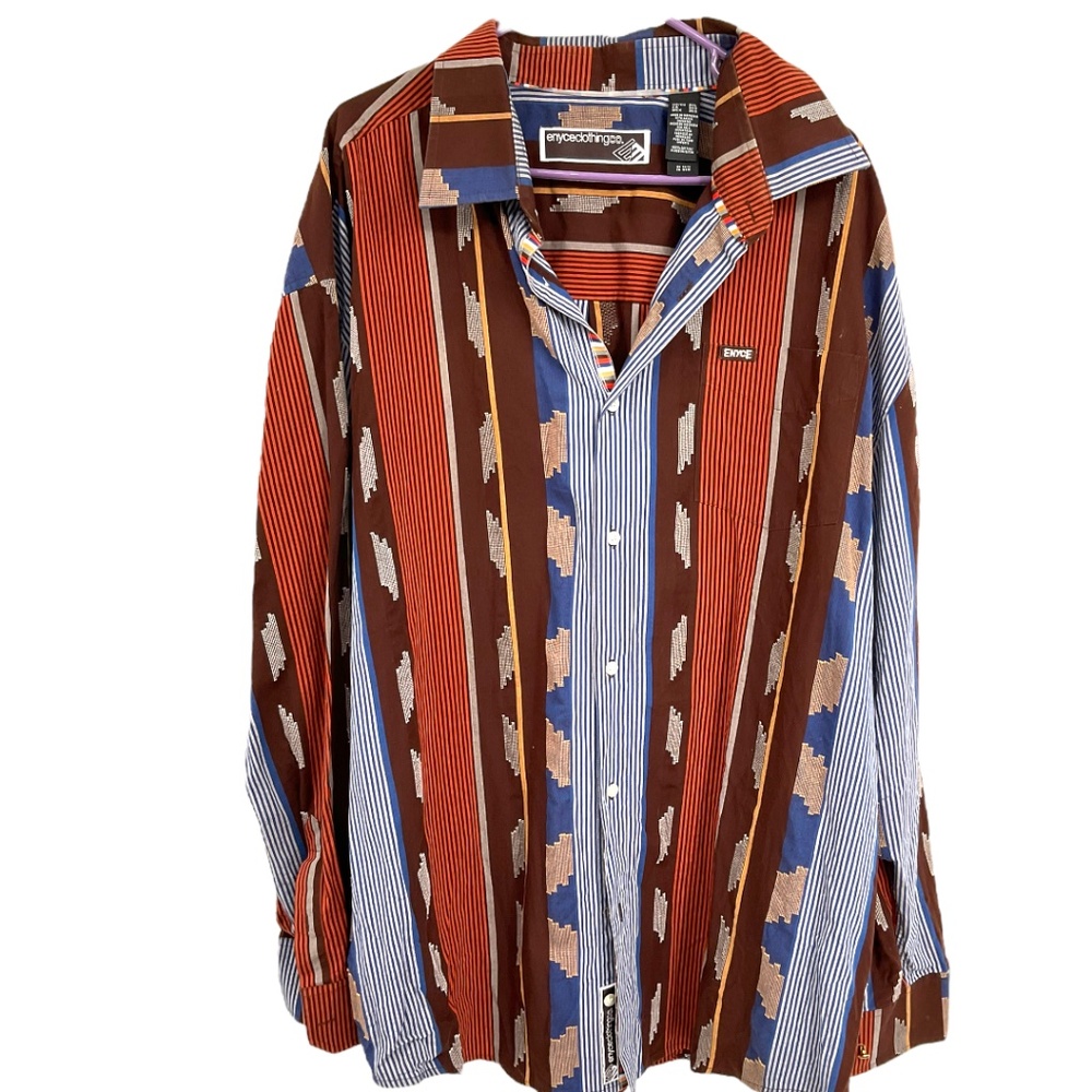 ENYCE Clothing Company Button down Long Sleeve Color-block Shirt Sz 3XL